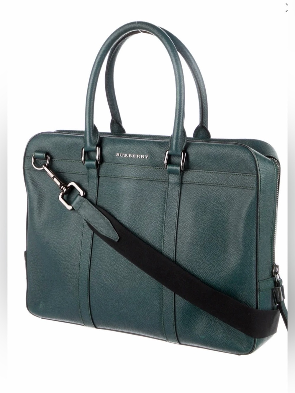 Burberry Newburg Green Leather Briefcase/Slim Professional Bag - Picture 3 of 6